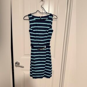 Tommy Hilfiger Navy and Light Blue Striped Midi Dress